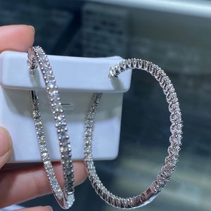 5 1/4 Carat Natural Diamond In and Out Hoop Earrings.